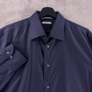 Suitsupply Traveller Dress Shirt Mens Size 43/17 Navy Blue Long Sleeve Formal